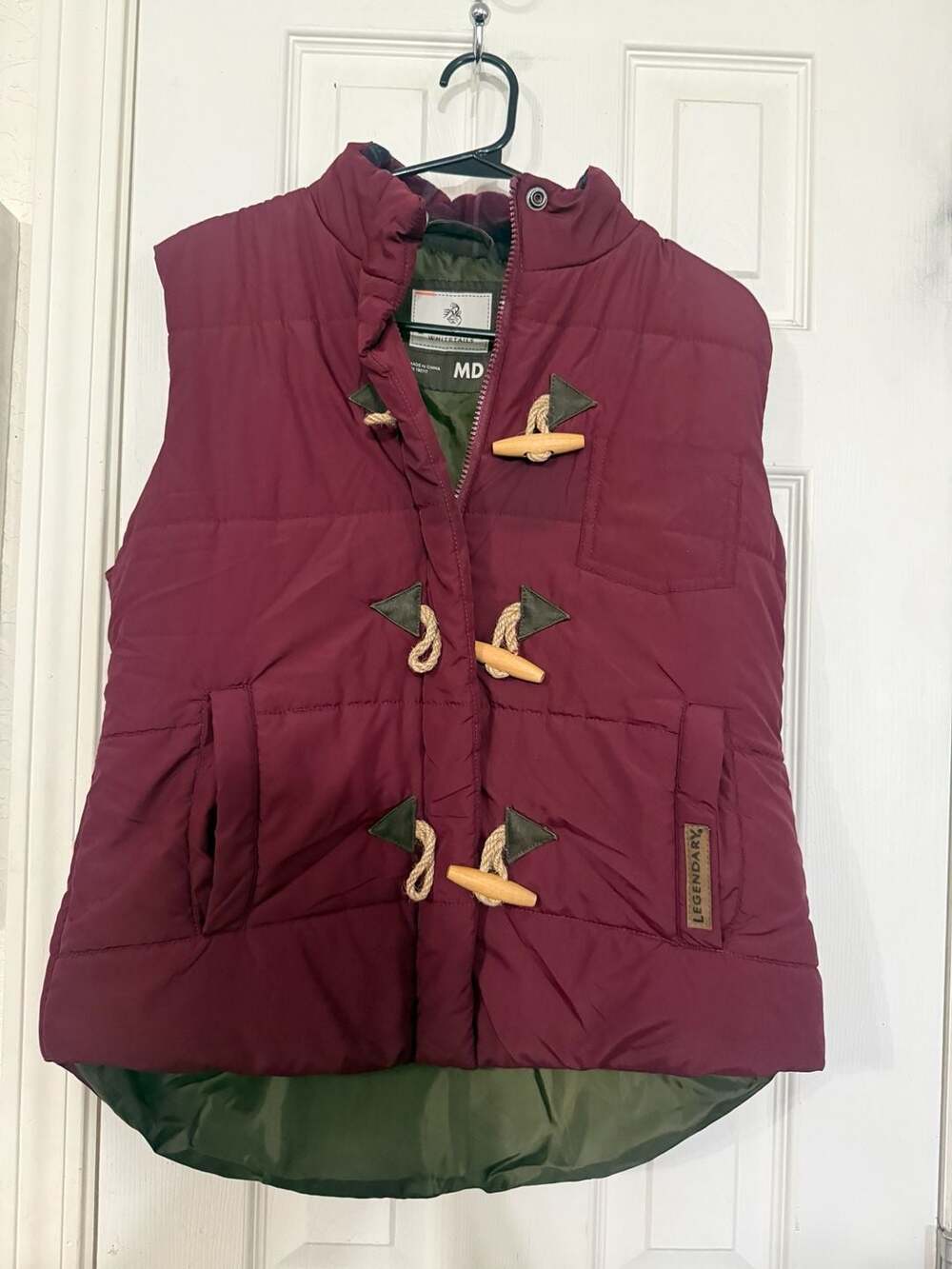 Legendary Whitetails Women's Quilted Toggle Puffer Vest in Burgundy
